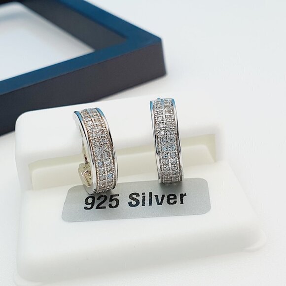 "925 Sterling Silver Cubic Zirconia Earrings, UU1P6A6137 - Picture 7 of 9